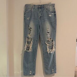 Pistola High Rise Distressed Light Blue Jeans